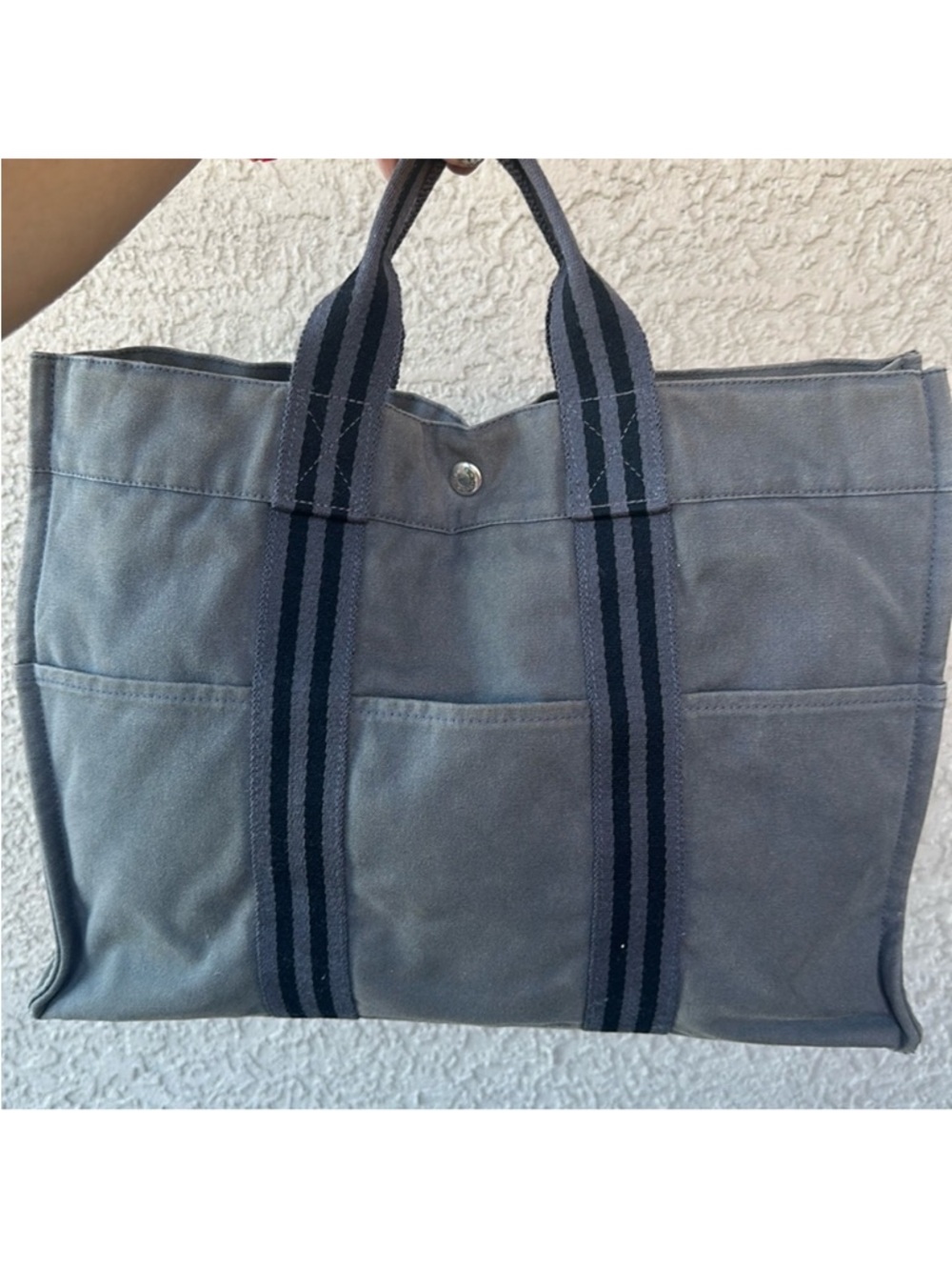 HERMรS Toile Fourre-Tout gray tote bag - Meduim